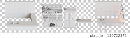 Kitchen furniture isolated on transparent background, 3d illustration, cg render 139722371