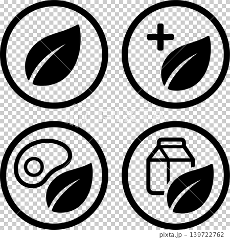 Vegan and vegetarian diet icons Vegan and vegetarian diet icons 139722762