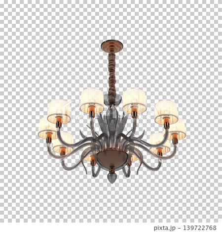 chandelier on the ceiling isolated on transparent background, hanging lamp, pendant light, 3D illustration, cg render chandelier on the ceiling isolated on transparent background, hanging lamp, pendant light, 3D illustration, cg render 139722768