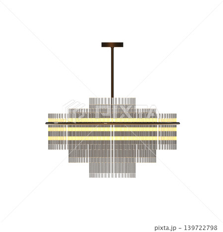 chandelier on the ceiling isolated on transparent background, hanging lamp, pendant light, 3D illustration, cg render 139722798