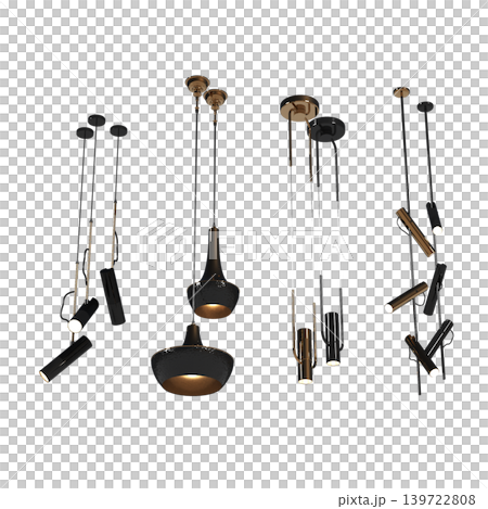 chandelier on the ceiling isolated on transparent background, hanging lamp, pendant light, 3D illustration, cg render chandelier on the ceiling isolated on transparent background, hanging lamp, pendant light, 3D illustration, cg render 139722808