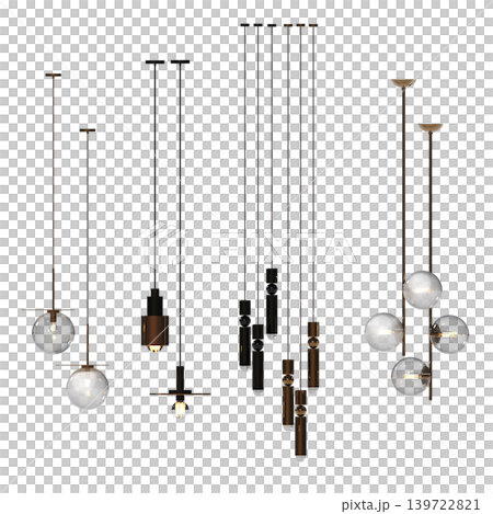 chandelier on the ceiling isolated on transparent background, hanging lamp, pendant light, 3D illustration, cg render chandelier on the ceiling isolated on transparent background, hanging lamp, pendant light, 3D illustration, cg render 139722821