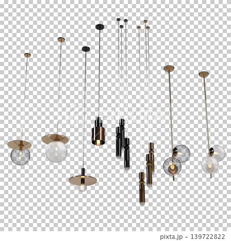 chandelier on the ceiling isolated on transparent background, hanging lamp, pendant light, 3D illustration, cg render chandelier on the ceiling isolated on transparent background, hanging lamp, pendant light, 3D illustration, cg render 139722822