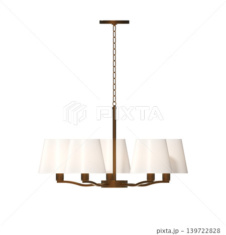 chandelier on the ceiling isolated on transparent background, hanging lamp, pendant light, 3D illustration, cg render 139722828