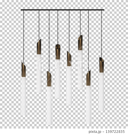 chandelier on the ceiling isolated on transparent background, hanging lamp, pendant light, 3D illustration, cg render 139722835