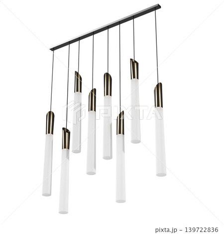 chandelier on the ceiling isolated on transparent background, hanging lamp, pendant light, 3D illustration, cg render 139722836