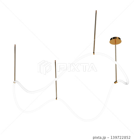 chandelier on the ceiling isolated on transparent background, hanging lamp, pendant light, 3D illustration, cg render 139722852