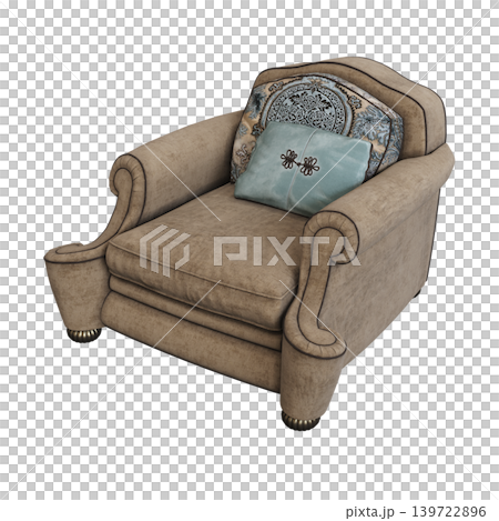 armchair isolate on a transparent background, comfortable furniture for home interior, 3D illustration, cg render armchair isolate on a transparent background, comfortable furniture for home interior, 3D illustration, cg render 139722896