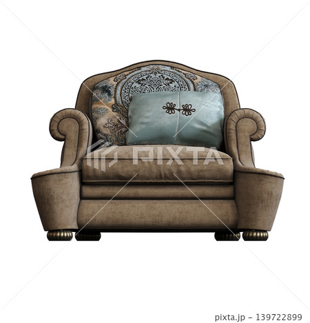 armchair isolate on a transparent background, comfortable furniture for home interior, 3D illustration, cg render armchair isolate on a transparent background, comfortable furniture for home interior, 3D illustration, cg render 139722899
