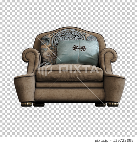armchair isolate on a transparent background, comfortable furniture for home interior, 3D illustration, cg render armchair isolate on a transparent background, comfortable furniture for home interior, 3D illustration, cg render 139722899