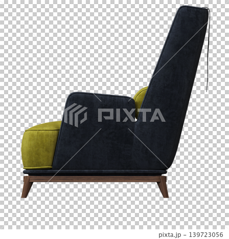armchair isolate on a transparent background, comfortable furniture for home interior, 3D illustration, cg render 139723056