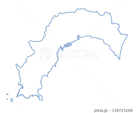 高知県 白地図 青色枠線 高知県 白地図 青色枠線 139723289