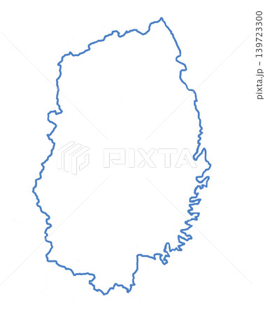 岩手県 白地図 青色枠線 岩手県 白地図 青色枠線 139723300