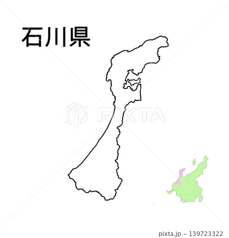 石川県 白地図 県庁所在地記載無し 石川県 白地図 県庁所在地記載無し 139723322
