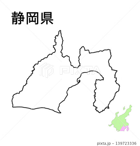 静岡県　白地図 　県庁所在地記載無し 139723336