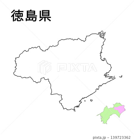 徳島県 白地図 県庁所在地記載無し 徳島県 白地図 県庁所在地記載無し 139723362