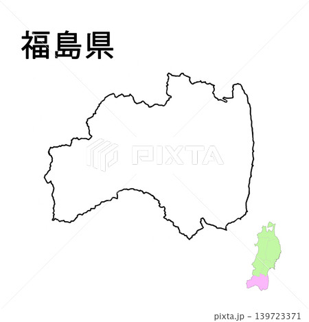 福島県　白地図 　県庁所在地記載無し 139723371