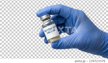 Blue-gloved hand gently gripping a vaccine vial with a visible label, perfect for pharmaceutical research, vaccine distribution, and zoonotic disease prevention concepts Blue-gloved hand gently gripping a vaccine vial with a visible label, perfect for pharmaceutical research, vaccine distribution, and zoonotic disease prevention concepts 139723376