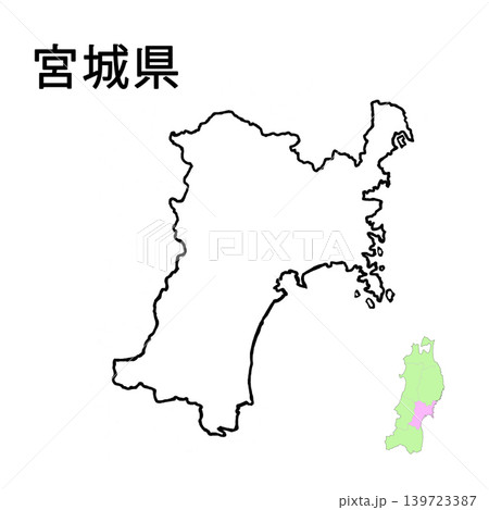 宮城県 白地図 県庁所在地記載無し 宮城県 白地図 県庁所在地記載無し 139723387