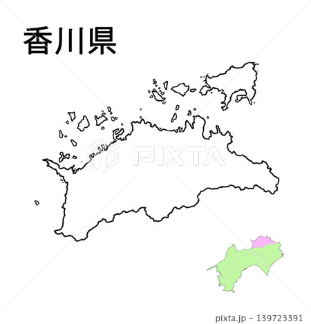 香川県 白地図 県庁所在地記載無し 香川県 白地図 県庁所在地記載無し 139723391