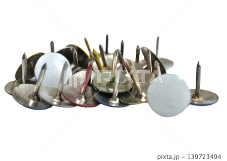 A set of metal pushpins A set of metal pushpins 139723494