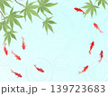水色の背景の金魚と青もみじのフレーム 139723683