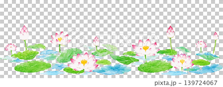 Watercolor Lotus Flower Frame (Transparent Background) Watercolor Lotus Flower Frame (Transparent Background) 139724067