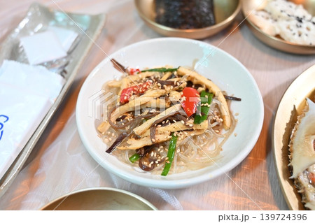 Traditional Korean Glass Noodle Stir Fry Japchae with Vegetables Traditional Korean Glass Noodle Stir Fry Japchae with Vegetables 139724396