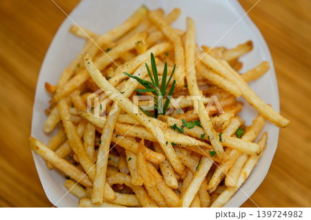 Crispy Golden French Fries Fast Food Snack Close Up 139724982