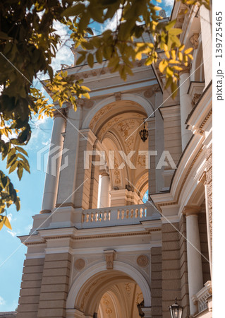 Vertical View of Ornate Building Archway Vertical View of Ornate Building Archway 139725465