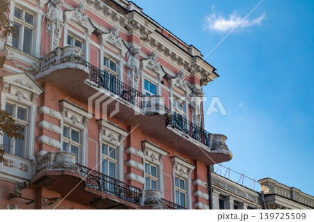 Pink Vintage Facade of Ornate European Building 139725509