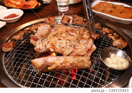 Delicious Traditional Korean Marinated Pork Ribs Barbecue Grilling 139725923