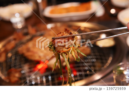 Delicious Traditional Korean Marinated Pork Ribs Barbecue Grilling 139725939