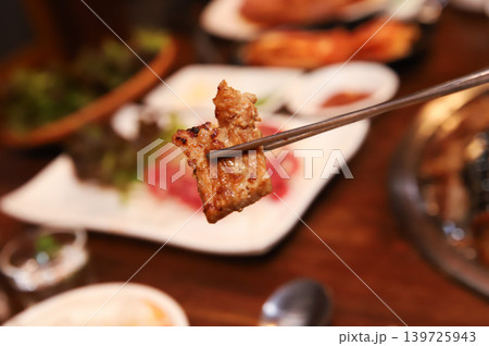 Delicious Traditional Korean Marinated Pork Ribs Barbecue Grilling 139725943