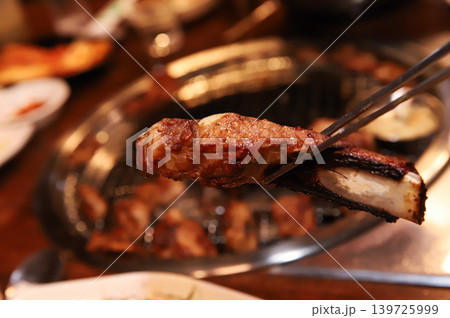 Delicious Traditional Korean Marinated Pork Ribs Barbecue Grilling 139725999
