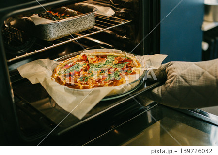 Traditional Italian pie from baking in a kitchen. Traditional Italian pie from baking in a kitchen. 139726032