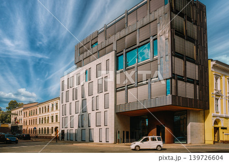 Modern architecture office building facade in central Oslo Modern architecture office building facade in central Oslo 139726604