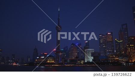 Shanghai Night Skyline with Futuristic Architecture and City Lights 139726622