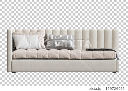 double bed isolated on a transparent background, furniture for the bedroom interior, 3D illustration, cg render double bed isolated on a transparent background, furniture for the bedroom interior, 3D illustration, cg render 139726963