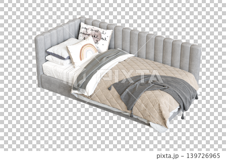 double bed isolated on a transparent background, furniture for the bedroom interior, 3D illustration, cg render double bed isolated on a transparent background, furniture for the bedroom interior, 3D illustration, cg render 139726965