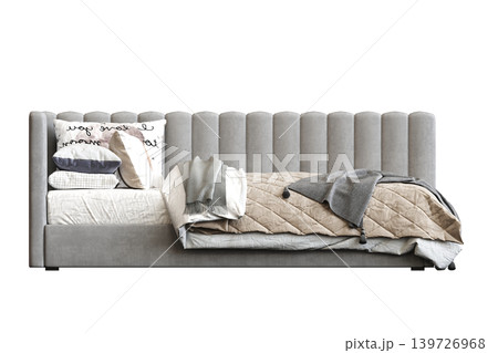 double bed isolated on a transparent background, furniture for the bedroom interior, 3D illustration, cg render double bed isolated on a transparent background, furniture for the bedroom interior, 3D illustration, cg render 139726968