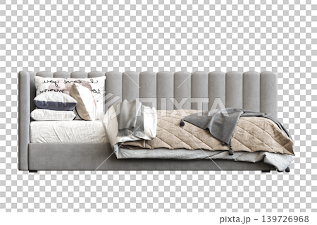 double bed isolated on a transparent background, furniture for the bedroom interior, 3D illustration, cg render double bed isolated on a transparent background, furniture for the bedroom interior, 3D illustration, cg render 139726968