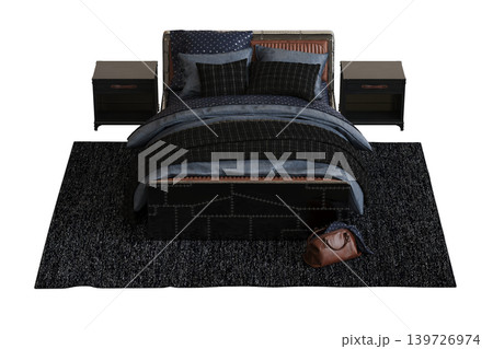 double bed isolated on a transparent background, furniture for the bedroom interior, 3D illustration, cg render double bed isolated on a transparent background, furniture for the bedroom interior, 3D illustration, cg render 139726974