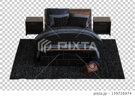 double bed isolated on a transparent background, furniture for the bedroom interior, 3D illustration, cg render double bed isolated on a transparent background, furniture for the bedroom interior, 3D illustration, cg render 139726974