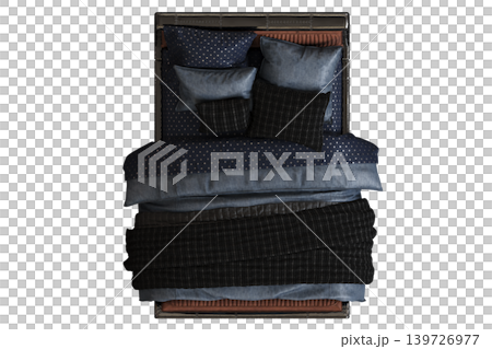 double bed isolated on a transparent background, furniture for the bedroom interior, 3D illustration, cg render double bed isolated on a transparent background, furniture for the bedroom interior, 3D illustration, cg render 139726977