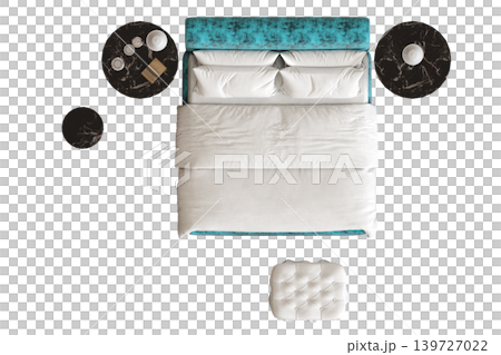 double bed isolated on a transparent background, furniture for the bedroom interior, 3D illustration, cg render double bed isolated on a transparent background, furniture for the bedroom interior, 3D illustration, cg render 139727022
