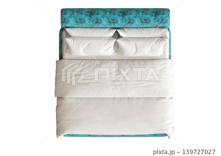 double bed isolated on a transparent background, furniture for the bedroom interior, 3D illustration, cg render double bed isolated on a transparent background, furniture for the bedroom interior, 3D illustration, cg render 139727027