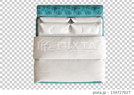 double bed isolated on a transparent background, furniture for the bedroom interior, 3D illustration, cg render double bed isolated on a transparent background, furniture for the bedroom interior, 3D illustration, cg render 139727027
