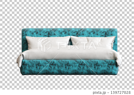 double bed isolated on a transparent background, furniture for the bedroom interior, 3D illustration, cg render 139727028