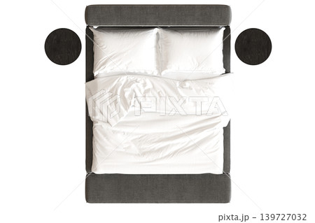 double bed isolated on a transparent background, furniture for the bedroom interior, 3D illustration, cg render double bed isolated on a transparent background, furniture for the bedroom interior, 3D illustration, cg render 139727032